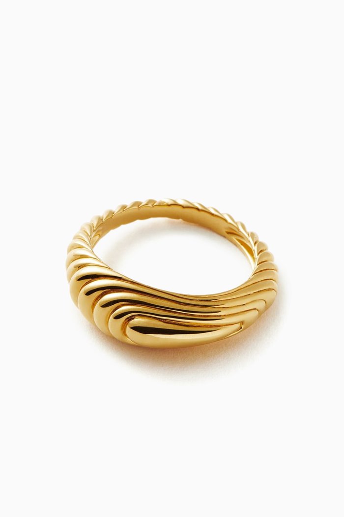 

Wavy Ridge Stacking Ring in 18ct Recycled Gold Vermeil