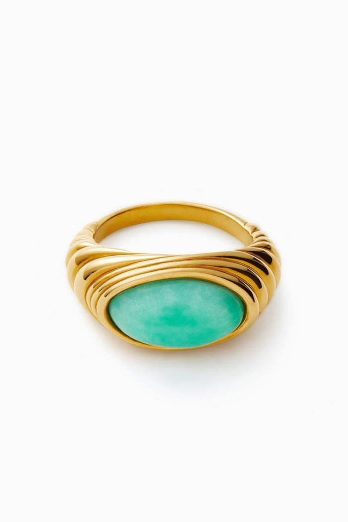 Wavy Ridge Stacking Ring in 18ct Recycled Gold Vermeil, Blue