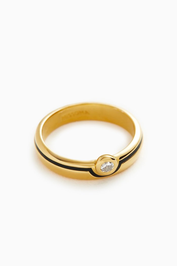 

Enamel & Stone Byline Stacking Band Ring in 18kt Recycled Gold Vermeil, Black