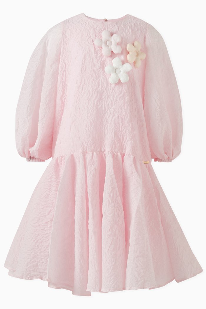 Floral-applique Dress, Pink