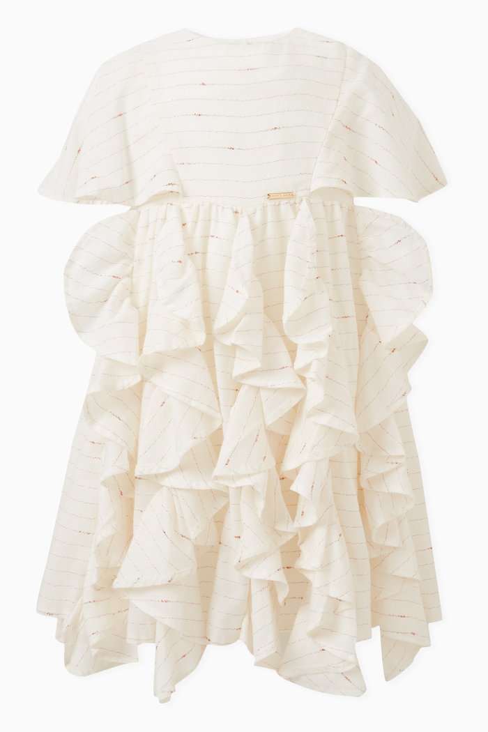

Striped Ruffled Dress, Neutral