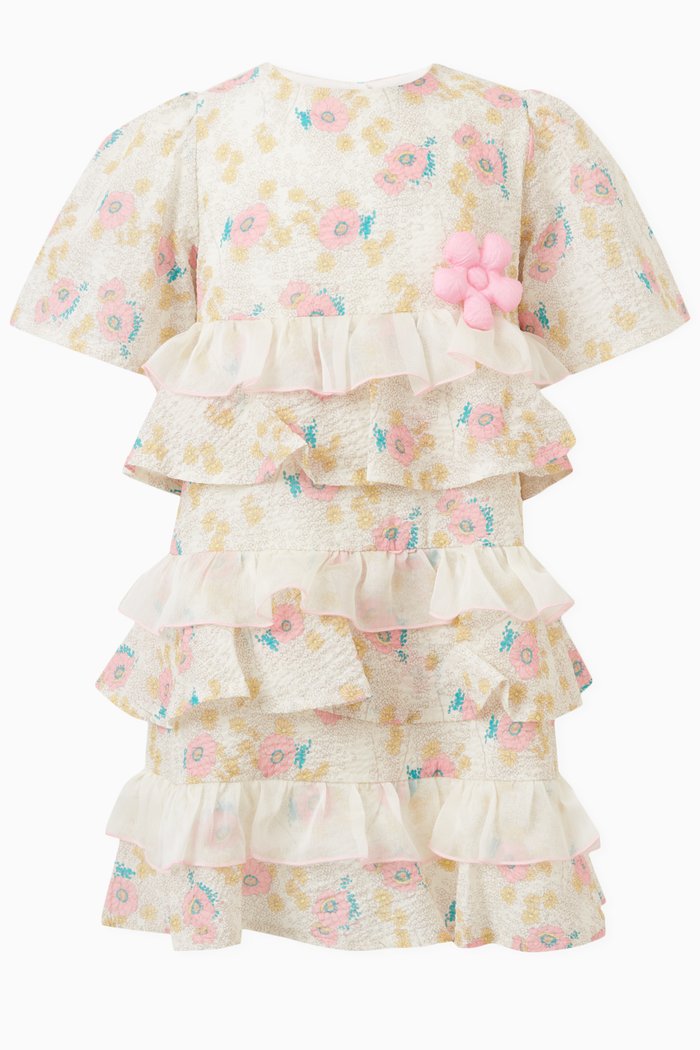 

Tiered Floral Dress, Neutral