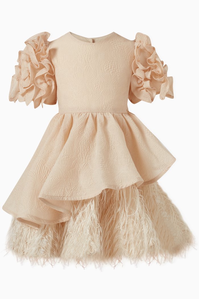 

Ruffle Sleeve Dress, Neutral