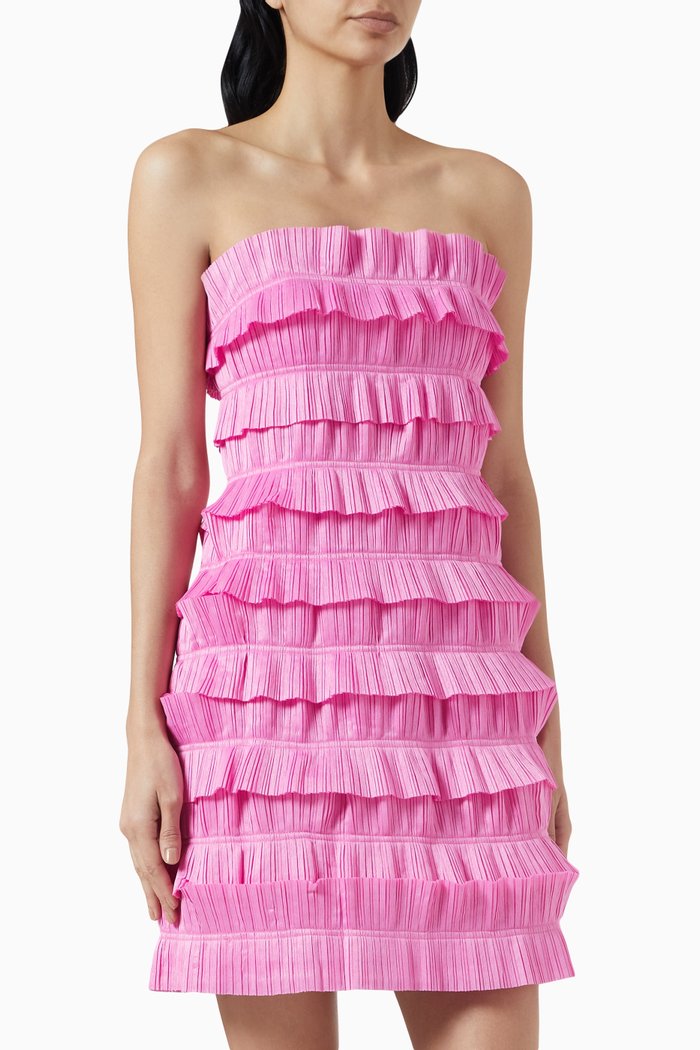 

Palladium Ruffles Mini Dress in Polyester, Pink