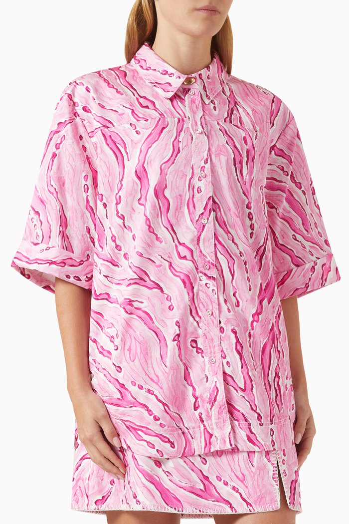 

Blaze Stitch Oversized Shirt in Linen-blend, Multicolour