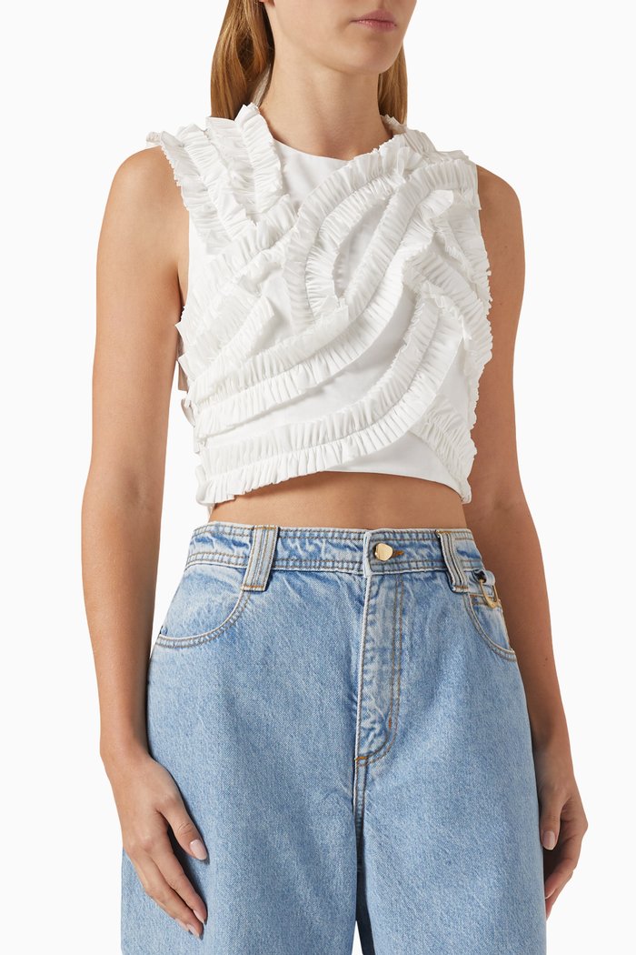 

Aurelia Frill Shell Top in Cotton, White