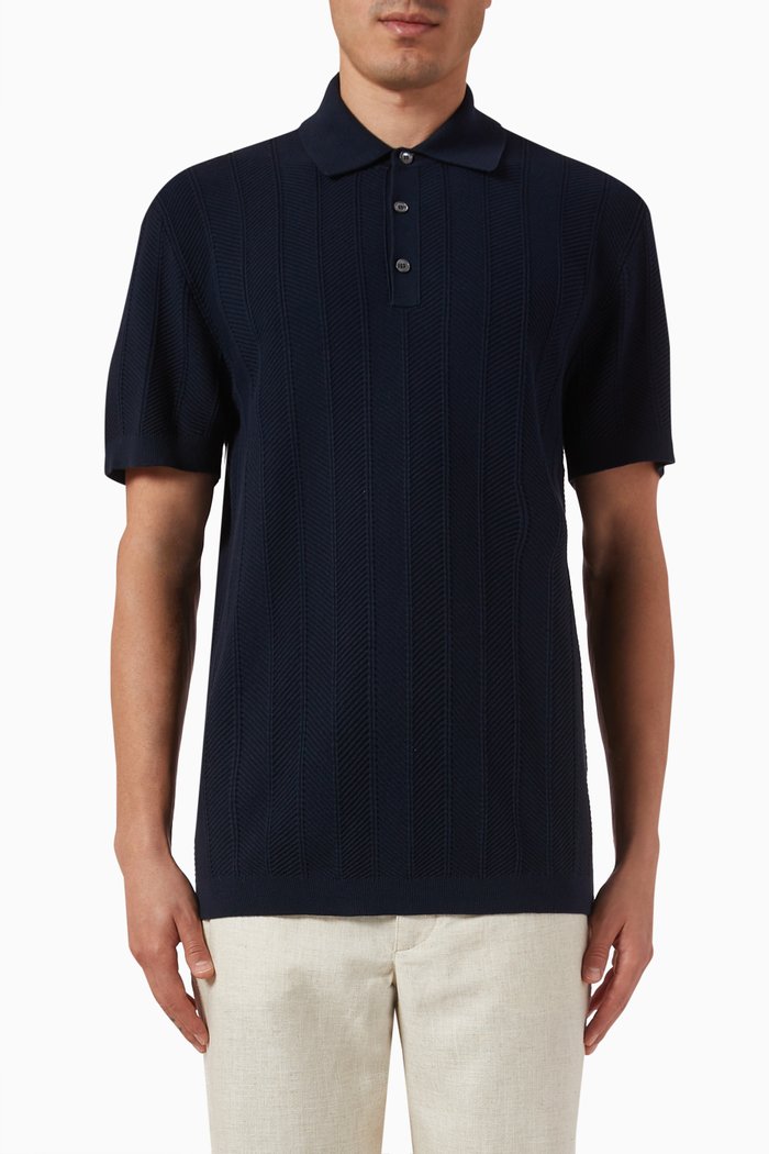 

ZigZag Polo Shirt in Cotton, Blue