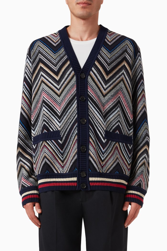 Zigzag Cardigan in Cotton-knit, Multicolour