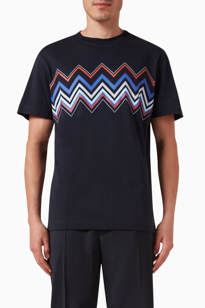 

Zig-zag T-shirt in Cotton, Blue