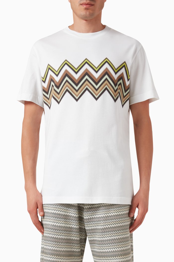 

Zig-zag T-shirt in Cotton, White