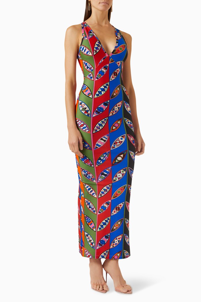 

Girandole Print Maxi Dress in Lycra, Multicolour
