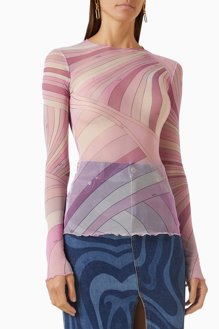 

Iride Print Top in Nylon, Pink