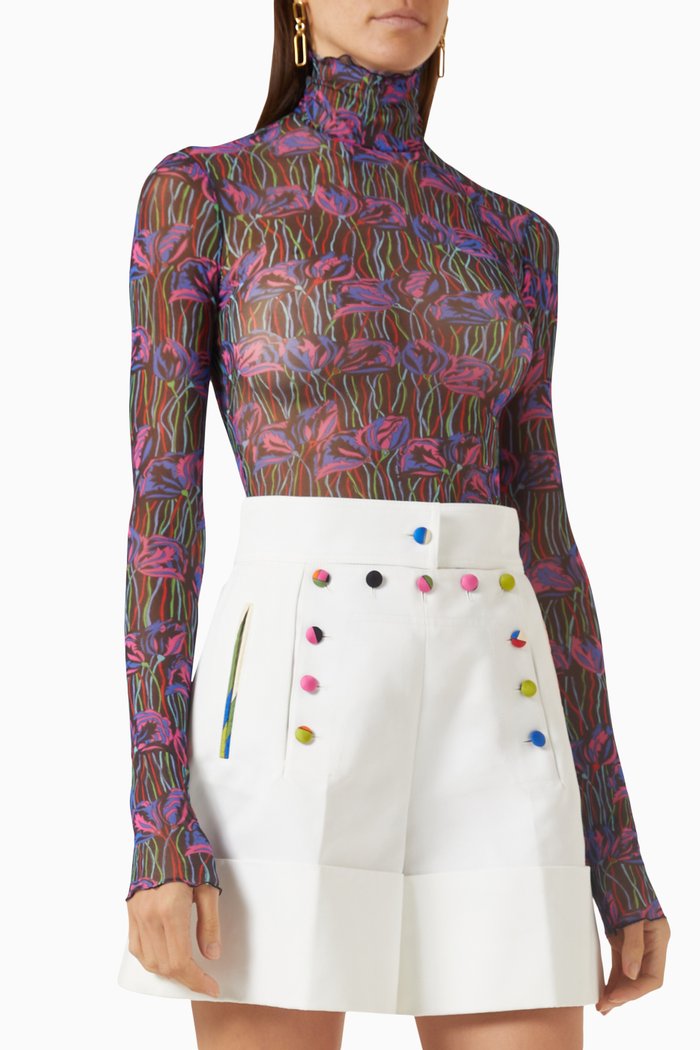 

Fiori Di Loto-print Top in Nylon, Multicolour