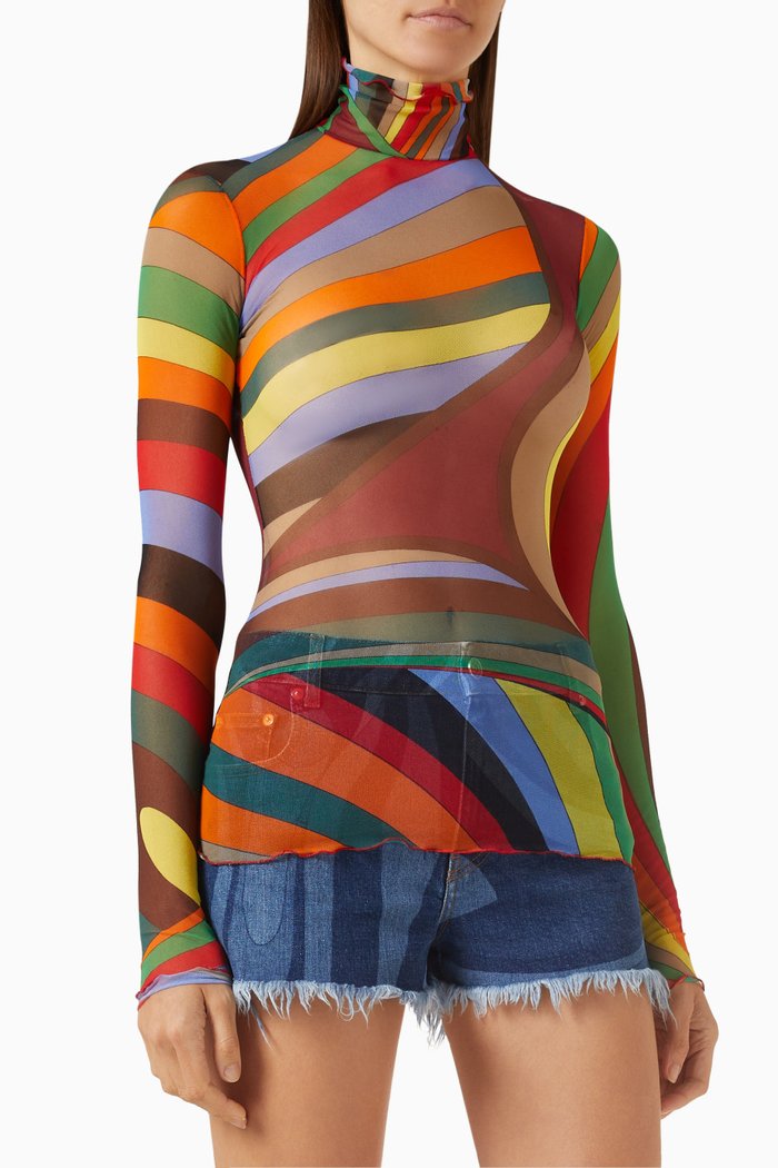 

Iride Print Top in Nylon, Multicolour