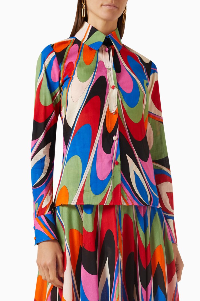 

Onde Print Shirt in Cotton Muslin, Multicolour