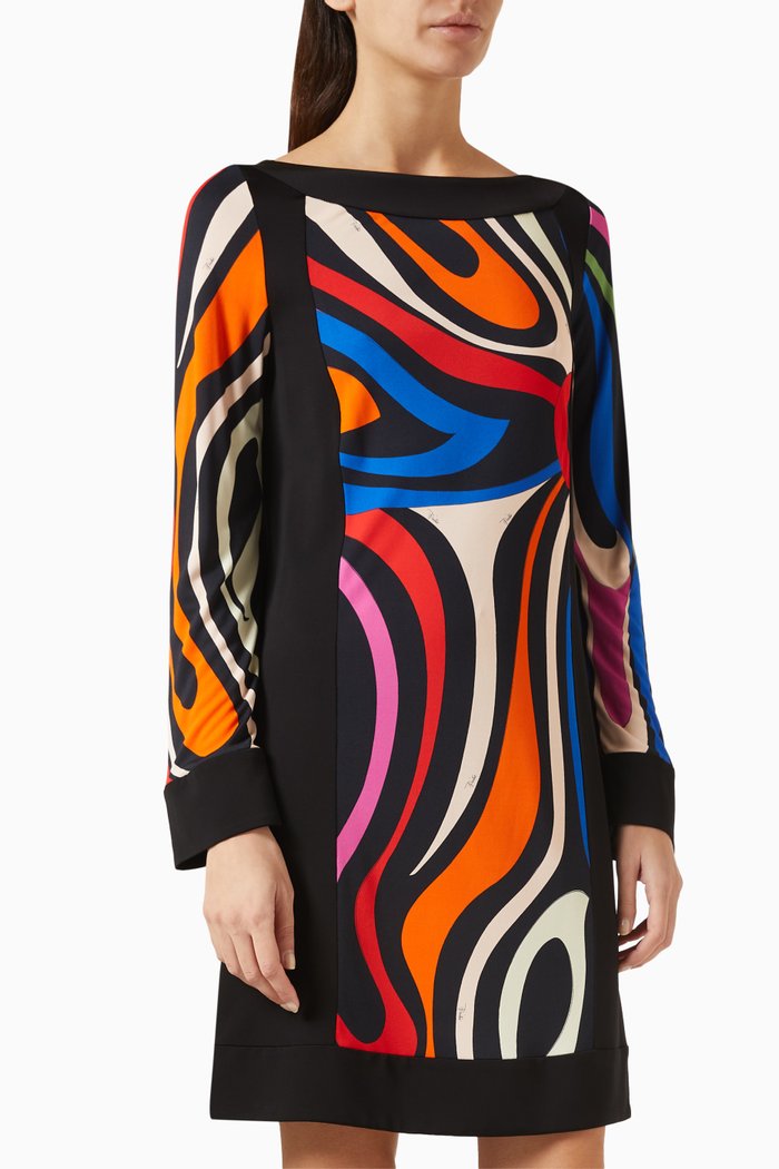 

Marmo-print Mini Dress in Viscose & Silk, Multicolour