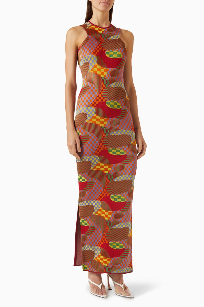 

Giardino Print Maxi Dress in Viscose, Multicolour