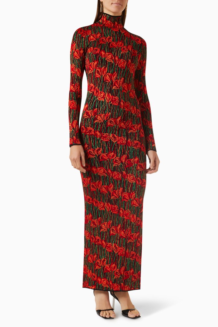 

Fiori Di Loto Print Maxi Dress in Viscose, Multicolour
