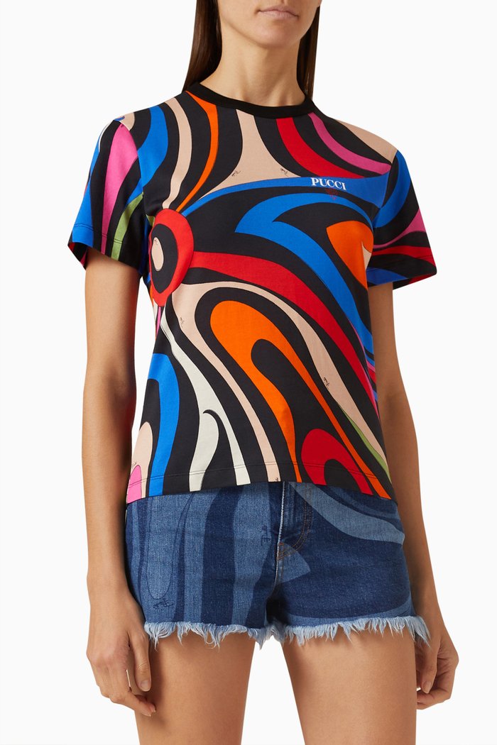 

Marmo Print T-shirt in Cotton, Multicolour