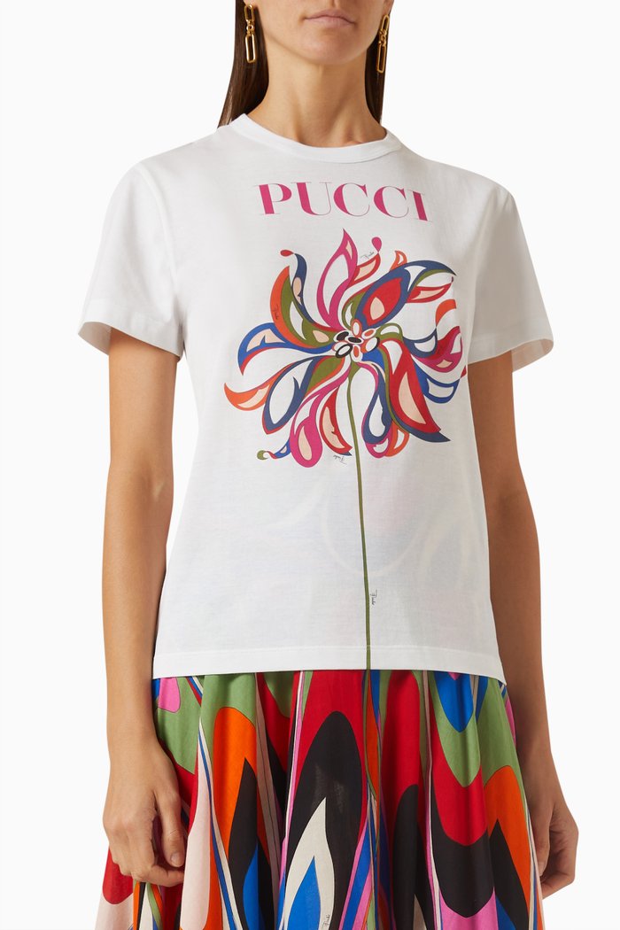 Logo Print T-Shirt in Cotton, Multicolour