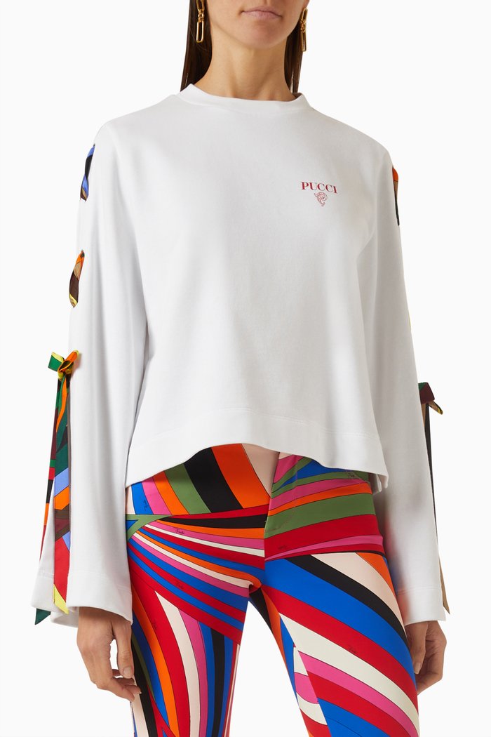 

Giardino-print Lace Sweatshirt in Cotton, White