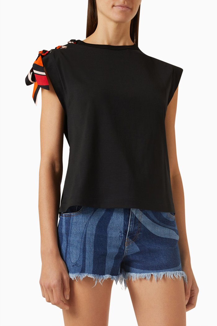 Marmo Print T-Shirt in Cotton, Black