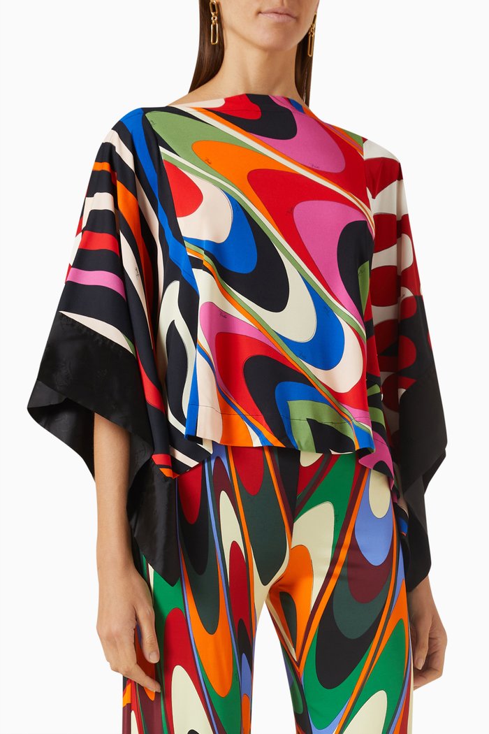 

Printed Kaftan in Silk, Multicolour
