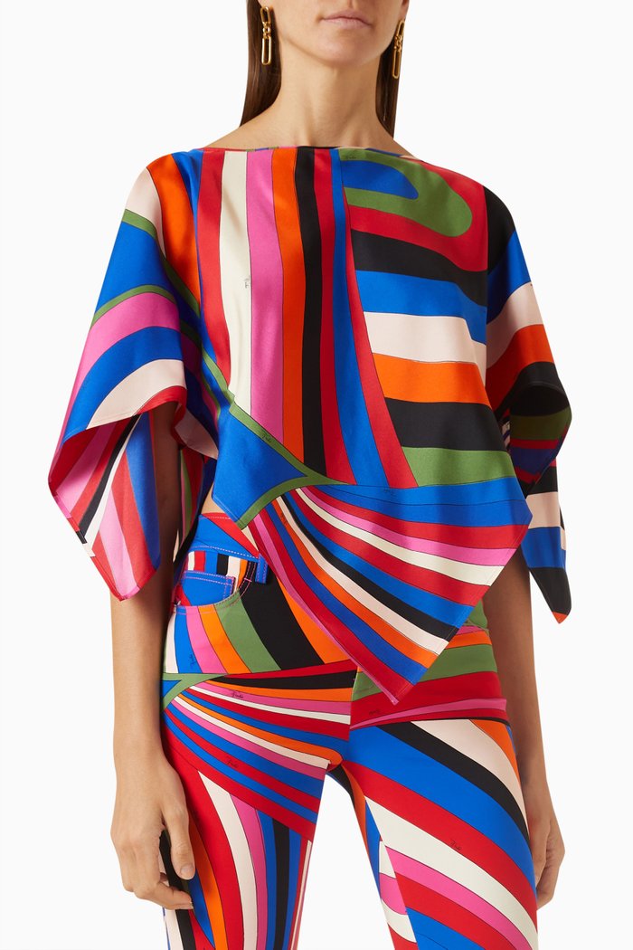 

Iride Print Top in Silk-Twill, Multicolour