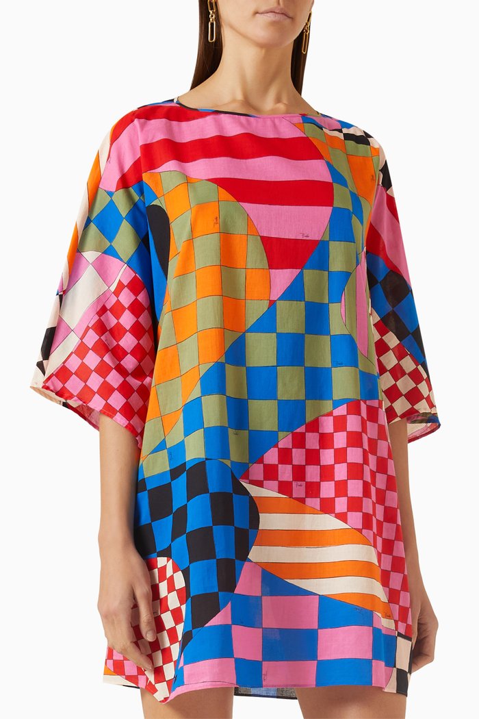 Giardino Print Midi Kaftan in Cotton, Multicolour