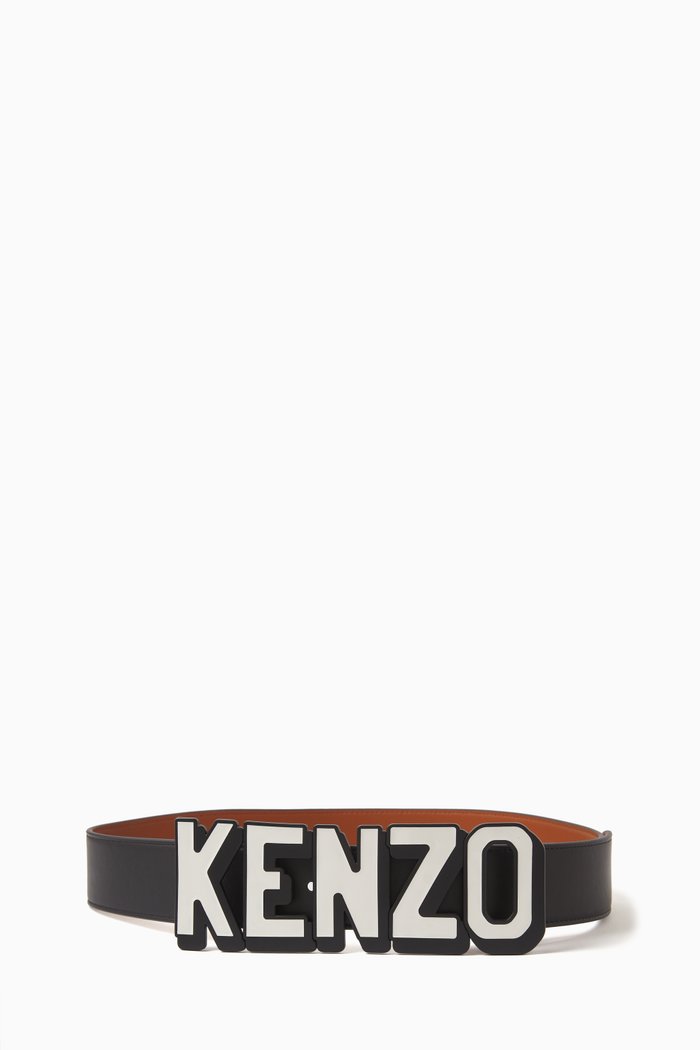 

Logo Buckle Reversible Belt in Leather, Black