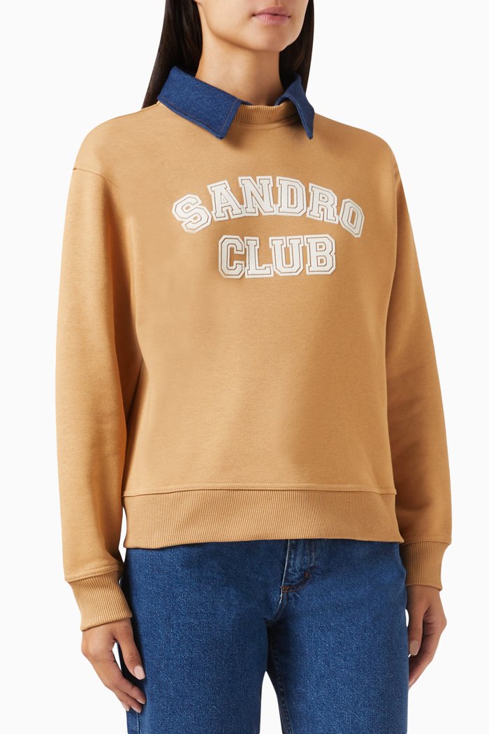 

August Sandro Club Sweatshirt in Cotton-Blend, Brown