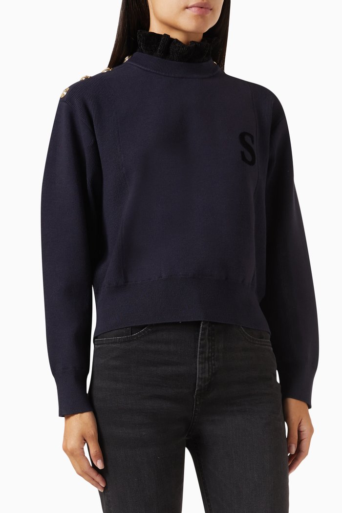 

Russ Cropped Turtleneck Sweater in Viscose, Blue