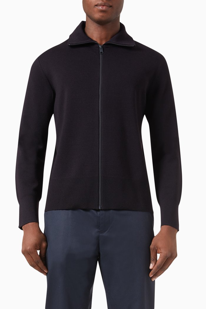 

Zip-up Cardigan in Wool-blend, Blue
