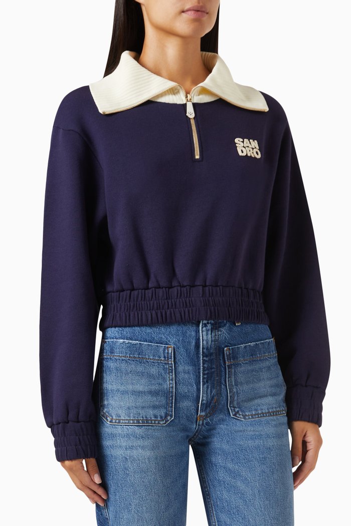 

Sonny Logo Cropped Sweatshirt in Cotton, Blue