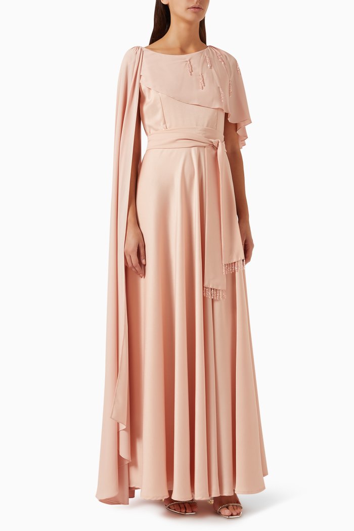

Paneled Maxi Dress in Soft-crepe, Orange