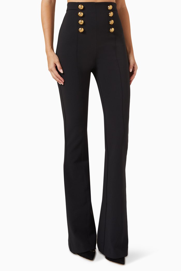 

Buttoned Palazzo Pants in Crepe, Black