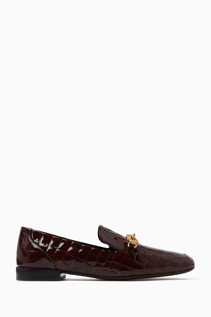 

Jessa Laofers in Croc-embossed Leather, Brown