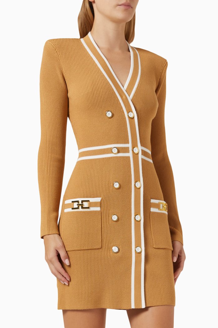 

Logo Horsebit Mini Dress in Knit, Brown