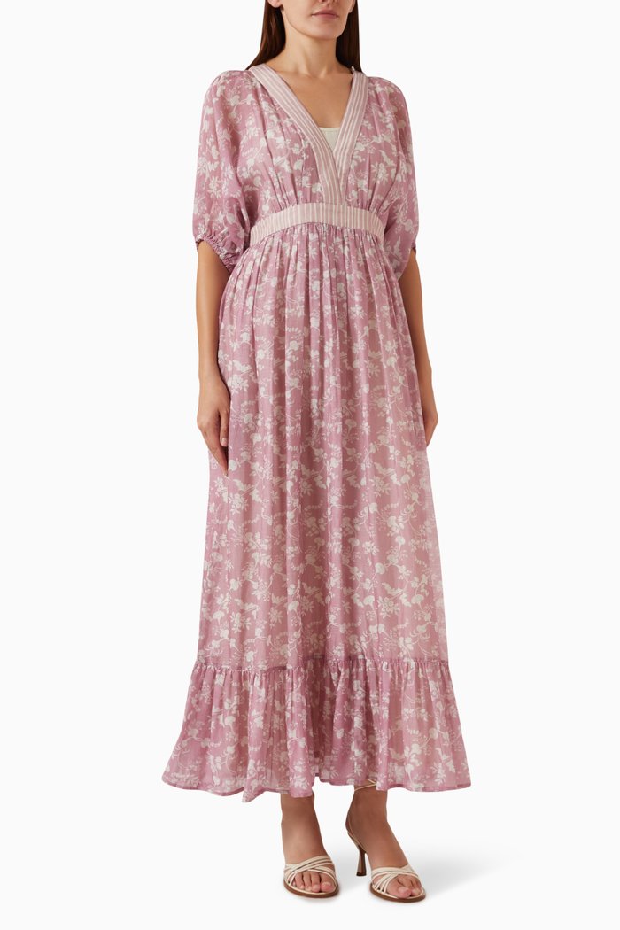 

Nova Floral-print Maxi Dress in Cotton-silk, Pink
