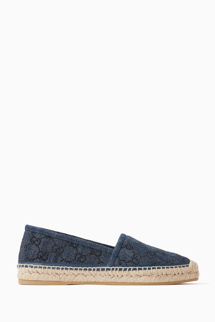 

GG Crystals Espadrilles in Denim, Blue