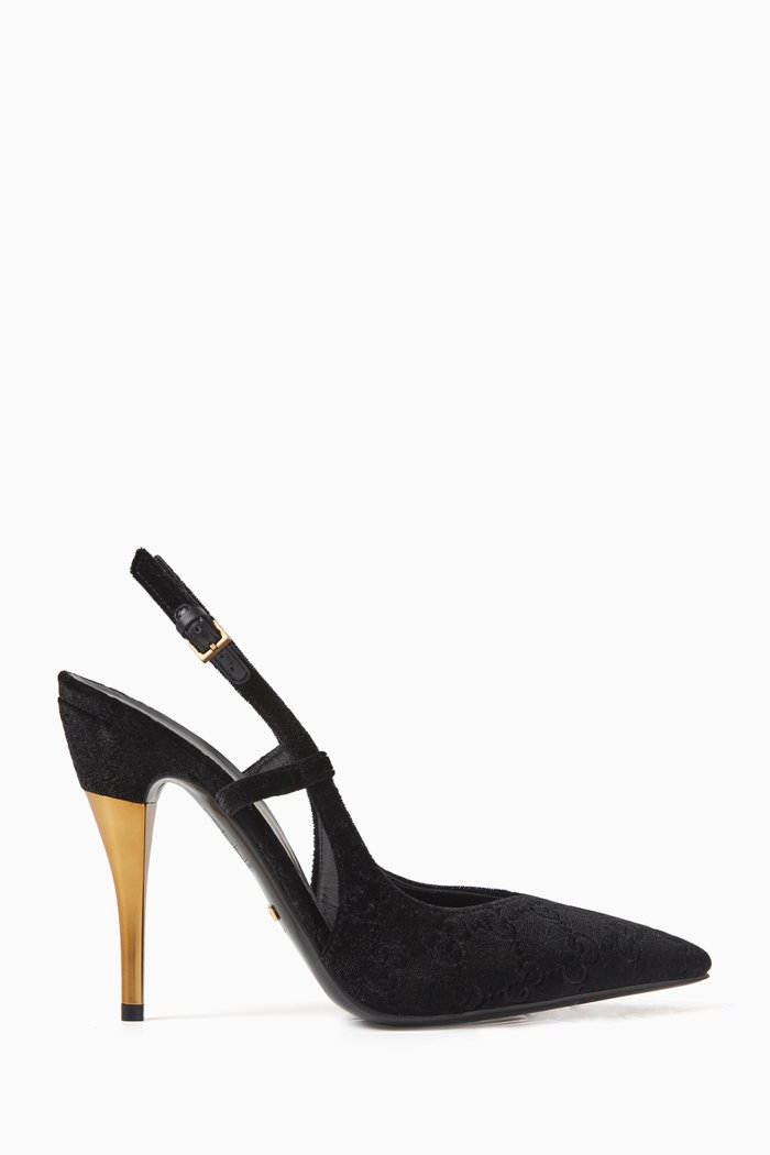 

GG 105 Slingback Pumps in Velvet, Black