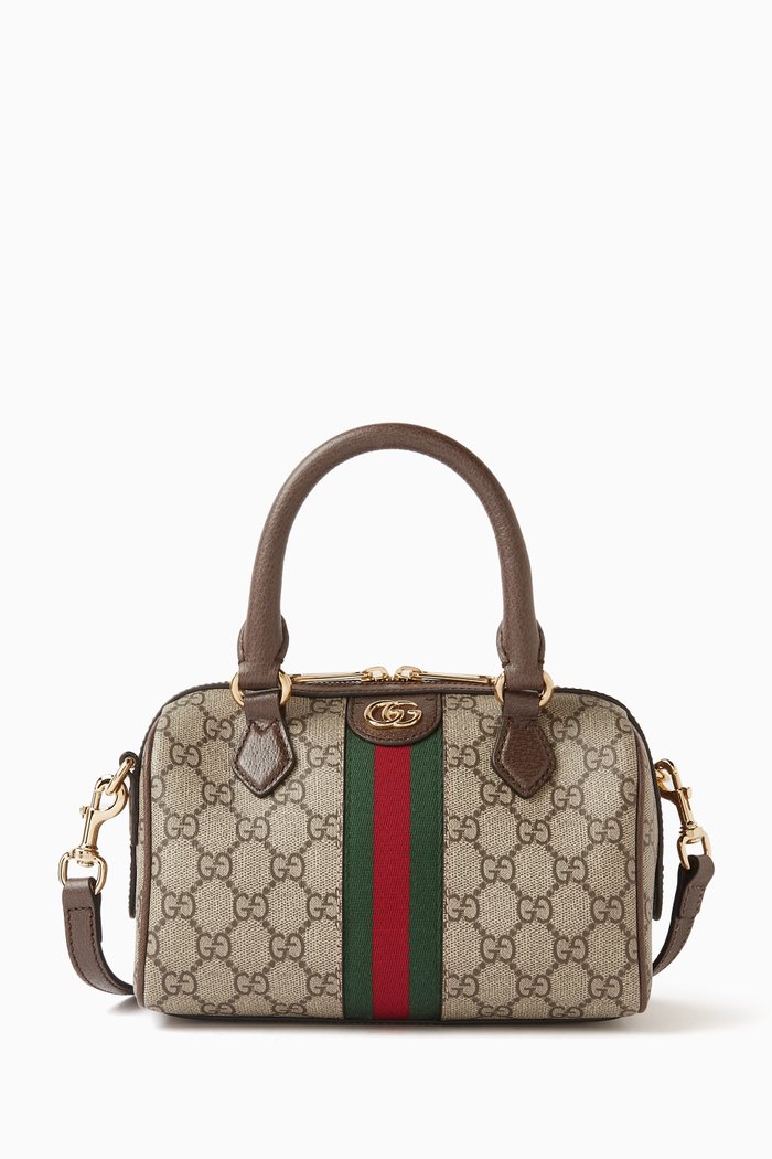 

Mini Ophidia GG Top-handle Bag in GG Supreme Canvas, Brown
