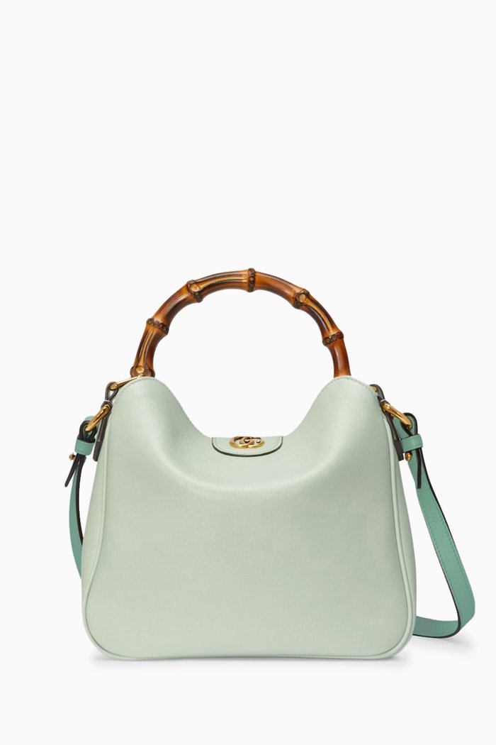 Small Diana Shoulder Bag in Leather, Green