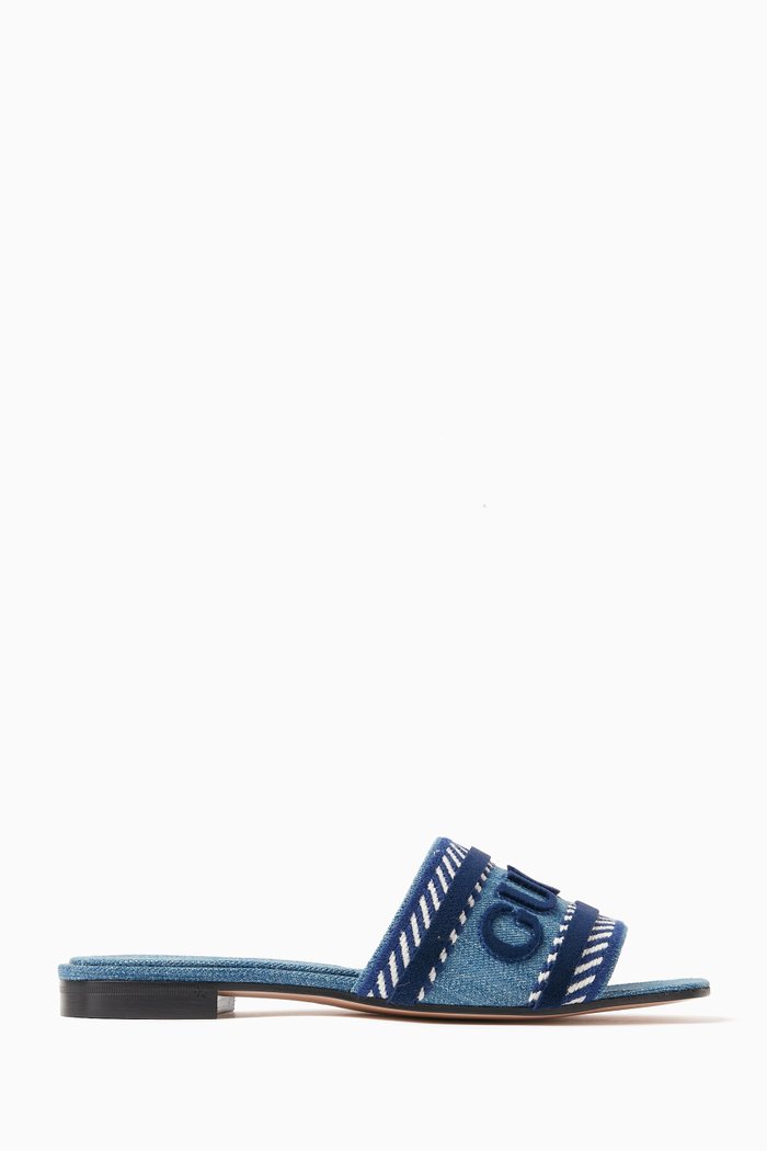 

Logo Slide Sandals in Denim, Blue