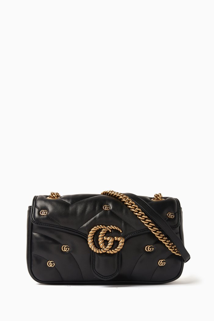 

Small GG Marmont Shoulder Bag in Matelassé Leather, Black