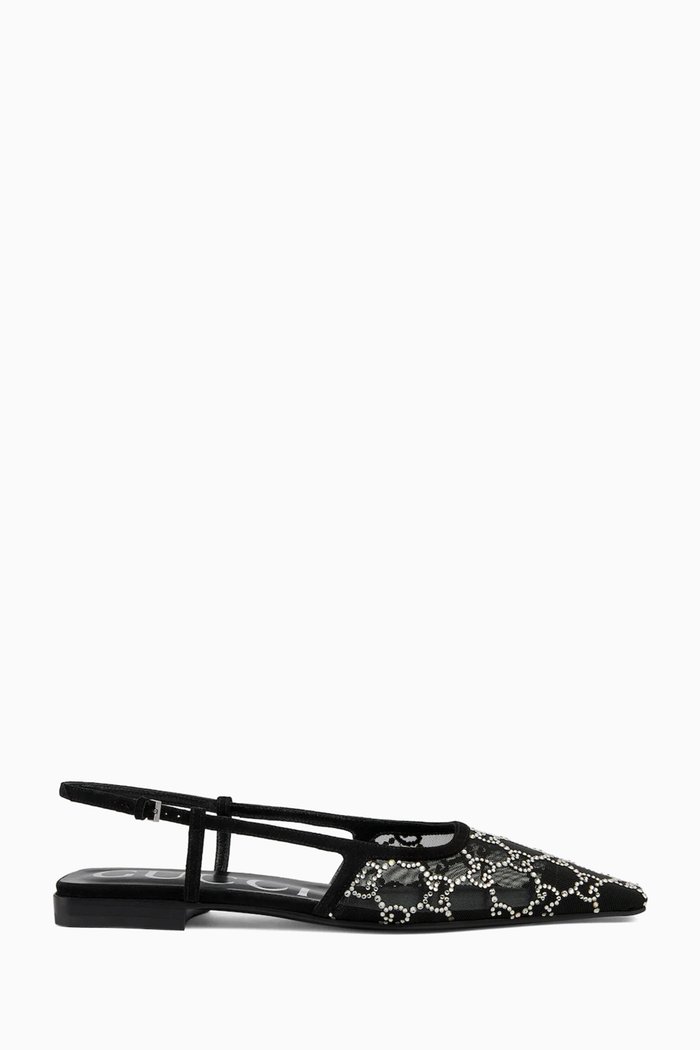 

GG Slingback Ballet Flats in Mesh, Black