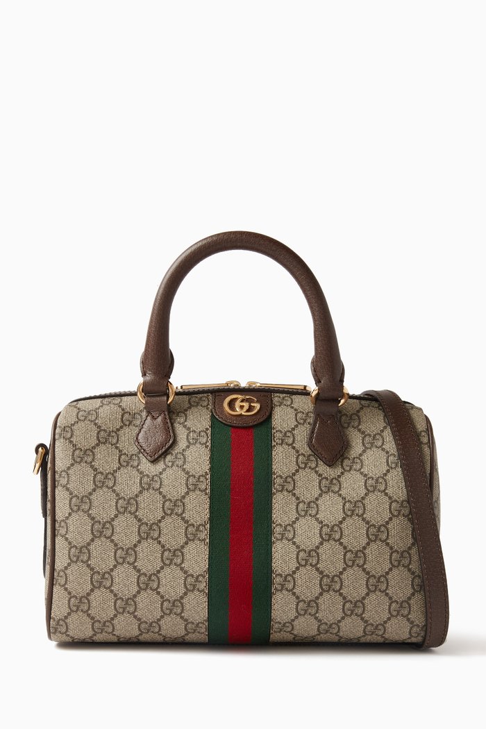 

Boston Duffle Bag in GG Canvas, Brown