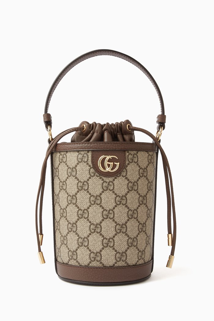

Mini Ophidia Bucket Bag in GG Supreme Canvas, Brown