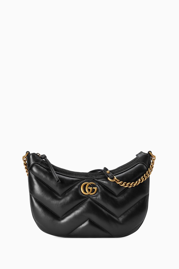 

Small GG Marmont Shoulder Bag in Matelassé Leather, Black