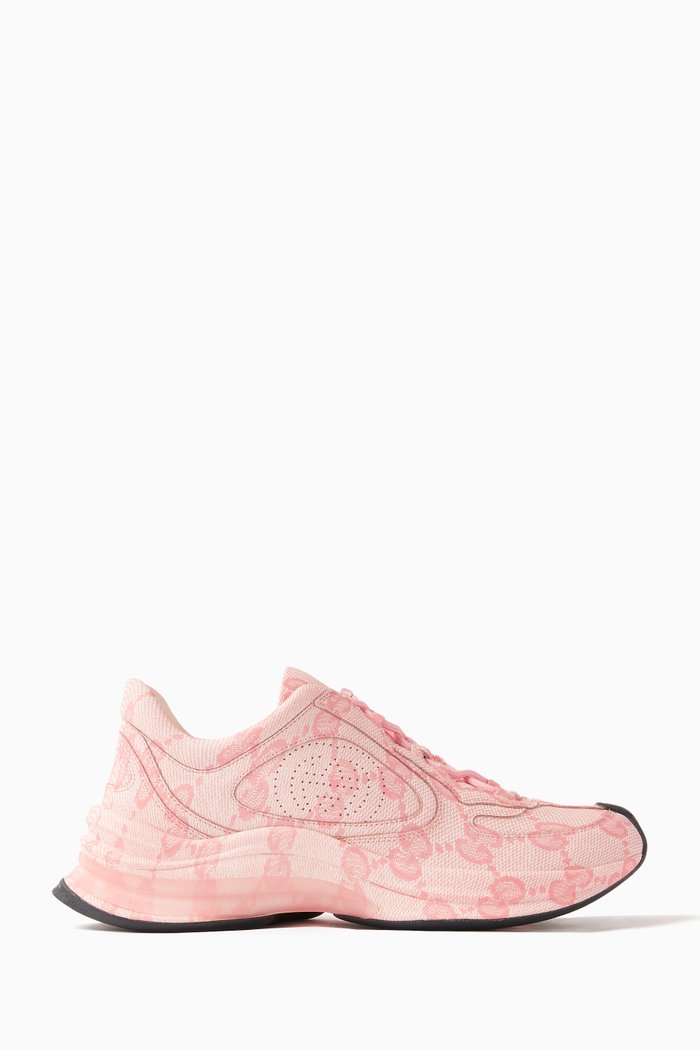 

Gucci Run Sneakers in GG-print Leather, Pink